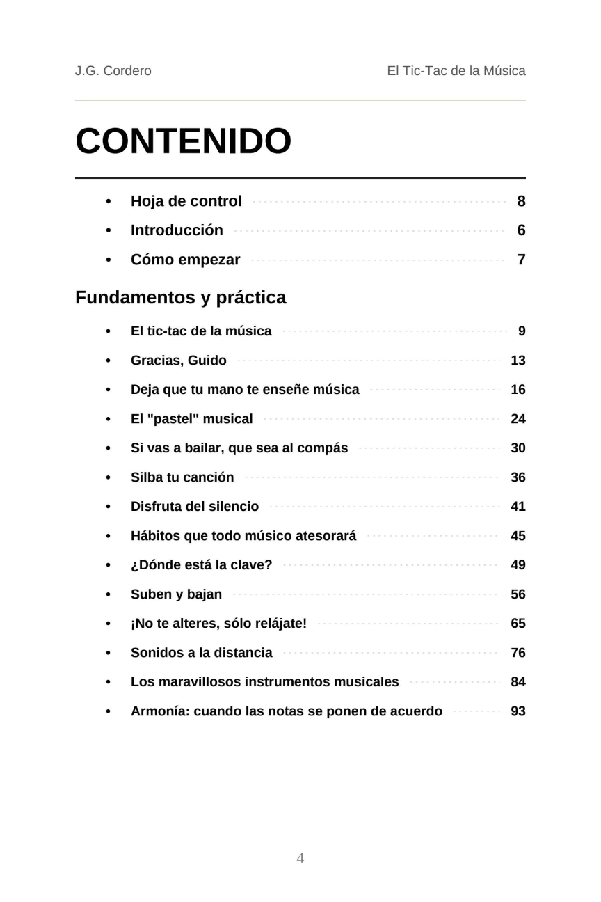 Página de muestra de El Tic-Tac de la Música